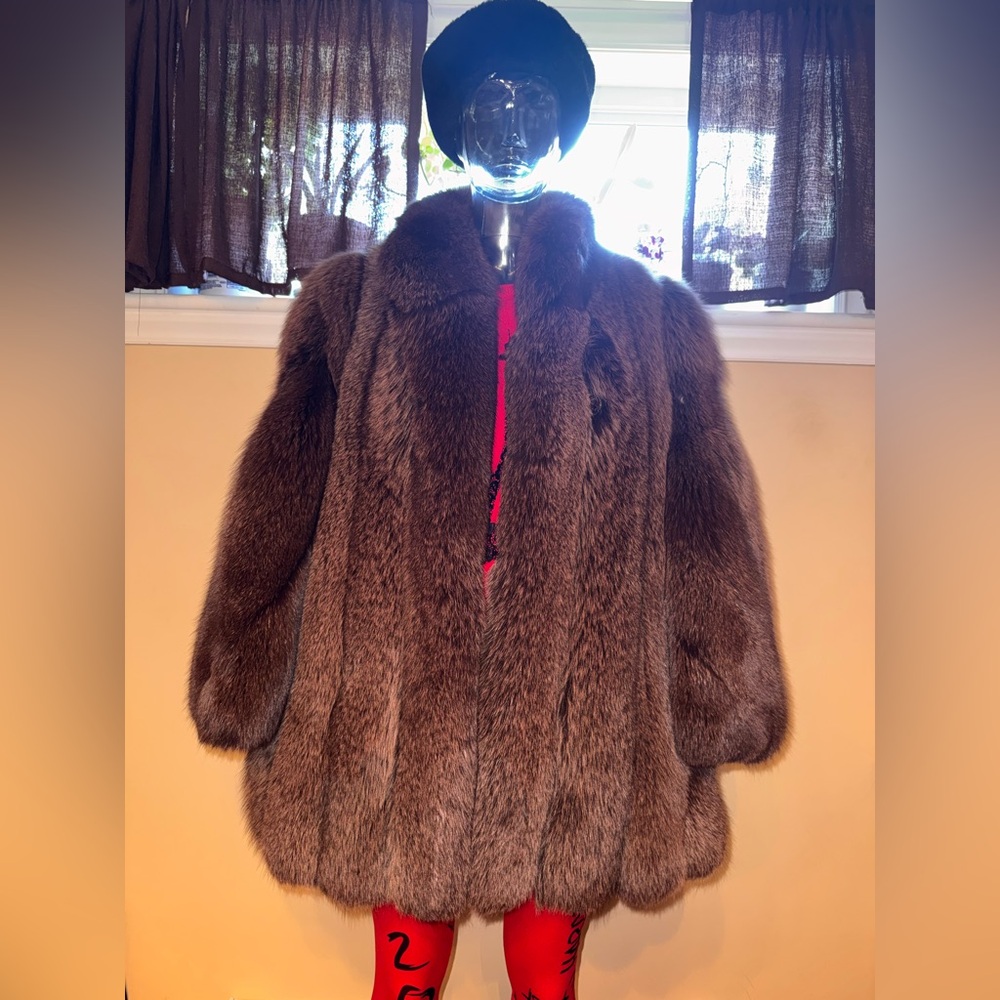 Luxurious Brown Real Fur Coat - Plush Mid Length Jacket